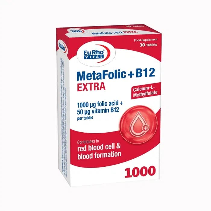 قرص متافولیک و ب 12 50 میکرو گرم اکسترا یوروویتال بسته 30 عددی — تصویر ۲