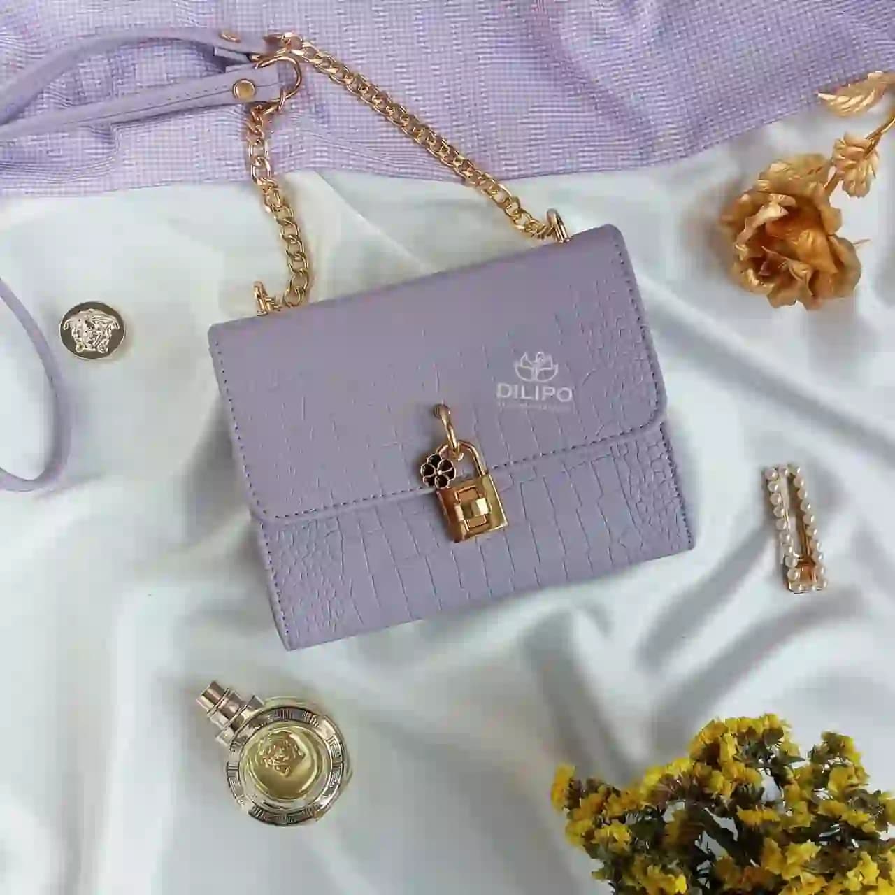 کیف دوشی زنانه قفل آویز گلدار 2257