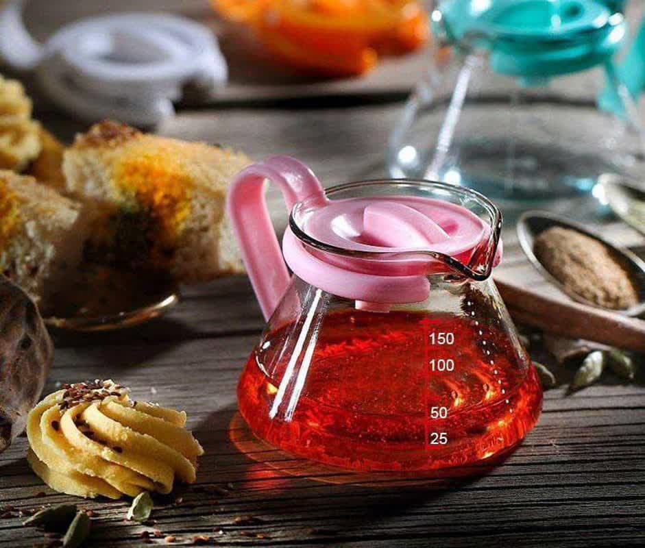 قوری زعفران پیرکس آترین مقاوم در برابر حرارت با طراحی زیبا