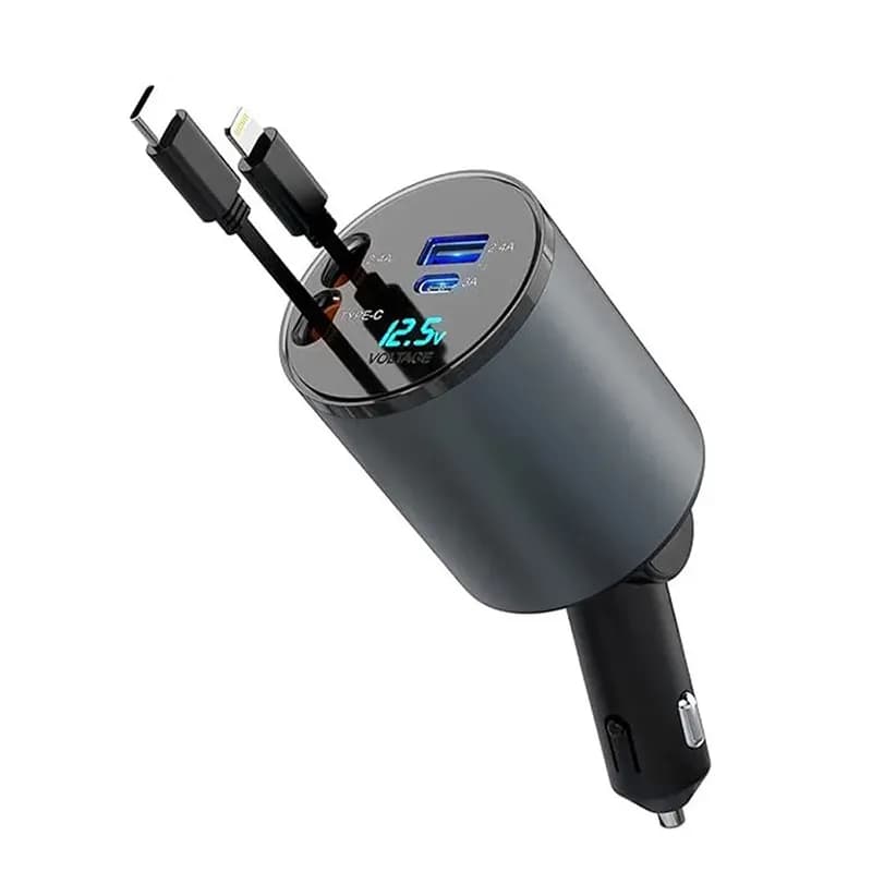 شارژر فندکی ۴ کاره گرین لاین 4In1 Car Charger Retractable Cable — تصویر ۴