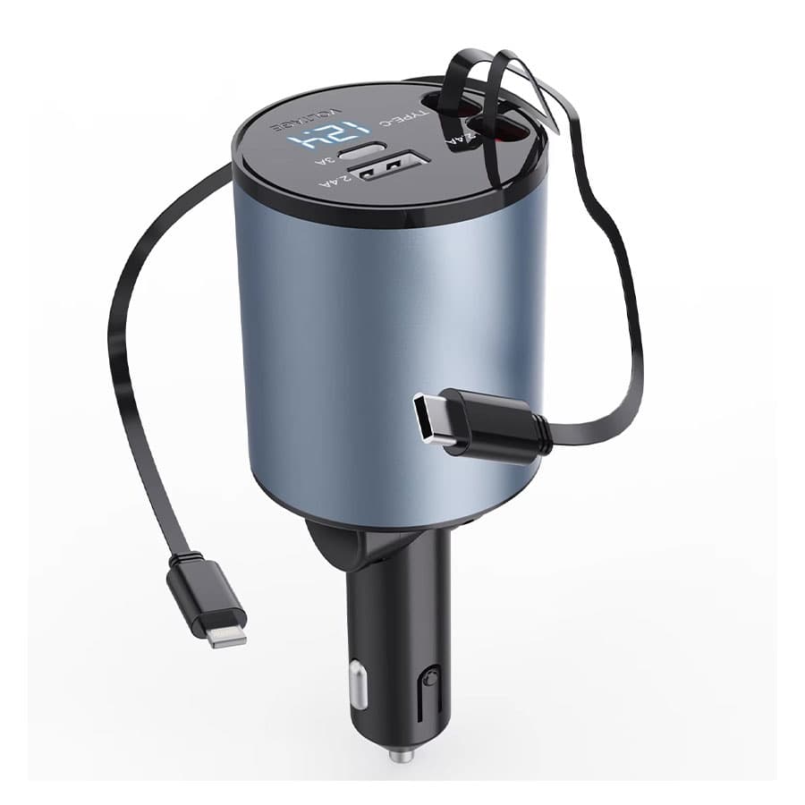 شارژر فندکی ۴ کاره گرین لاین 4In1 Car Charger Retractable Cable — تصویر ۷