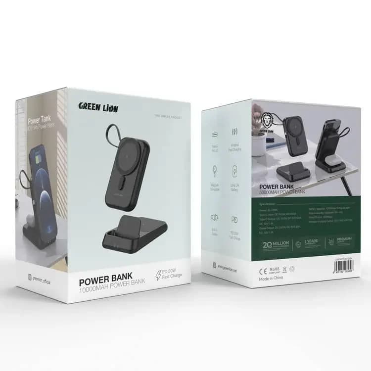 پاور بانک بی سیم فست شارژ 10000 گرین لاین 3In1 Magsafe PD 20W