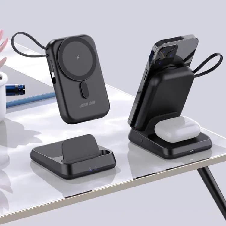پاور بانک بی سیم فست شارژ 10000 گرین لاین 3In1 Magsafe PD 20W — تصویر ۳