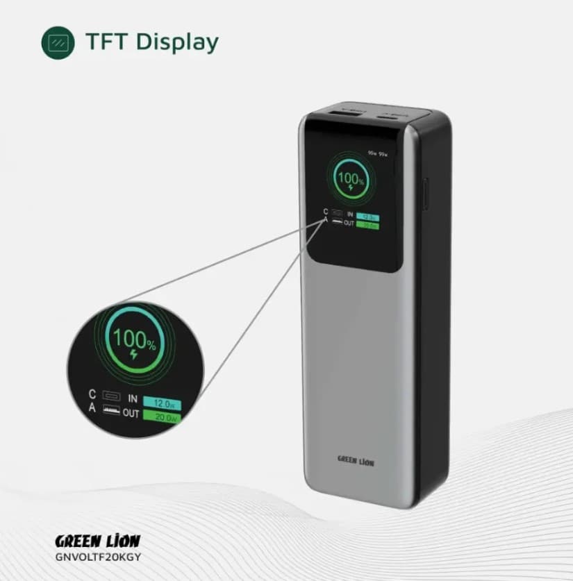 پاوربانک 20000 میلی آمپر ولتورا گرین Green lion Voltura 20000mAh PowerBank — تصویر ۴