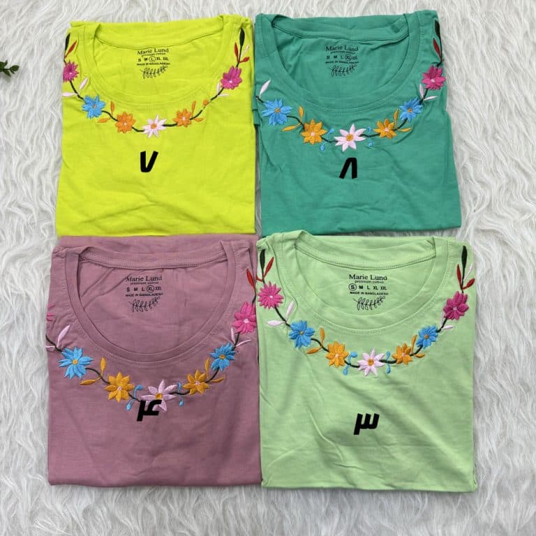 تیشرت نخ پنبه گلدوزی وارداتی کد 1871 — تصویر ۶