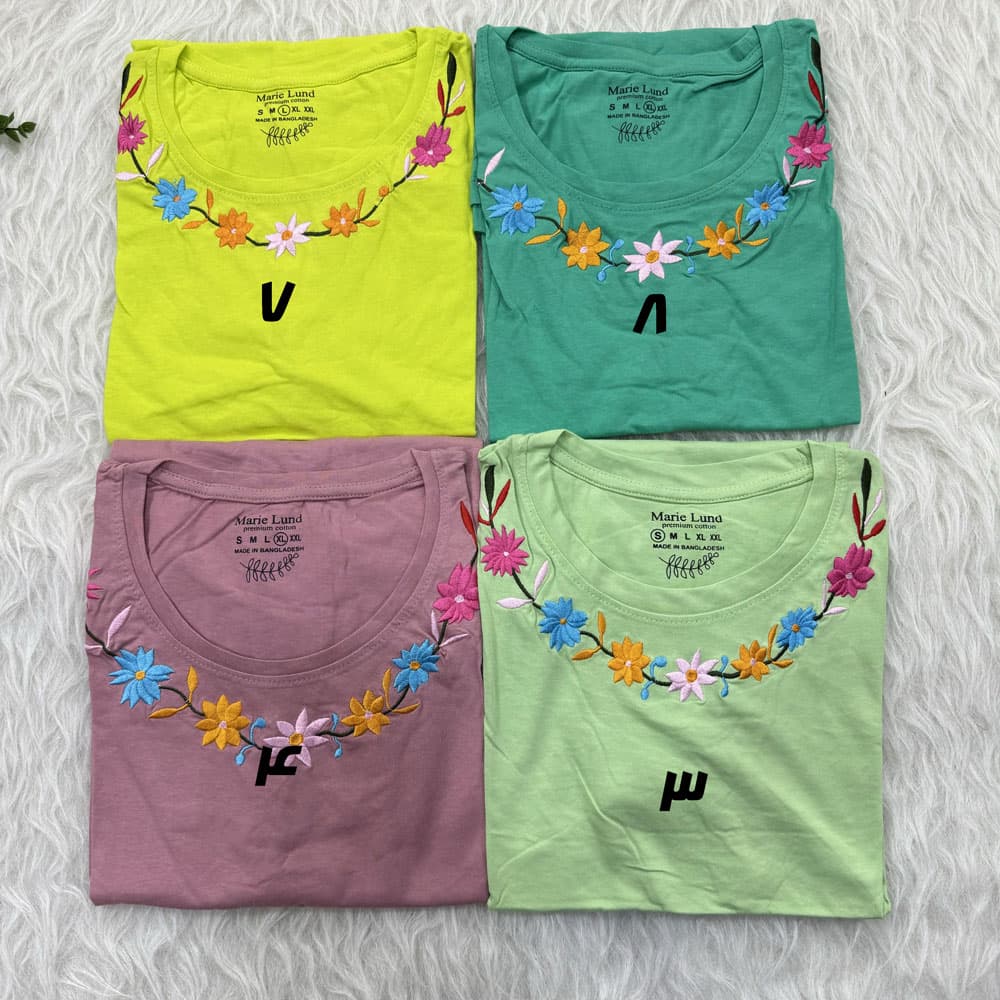 تیشرت نخ پنبه گلدوزی وارداتی کد 1871 — تصویر ۳