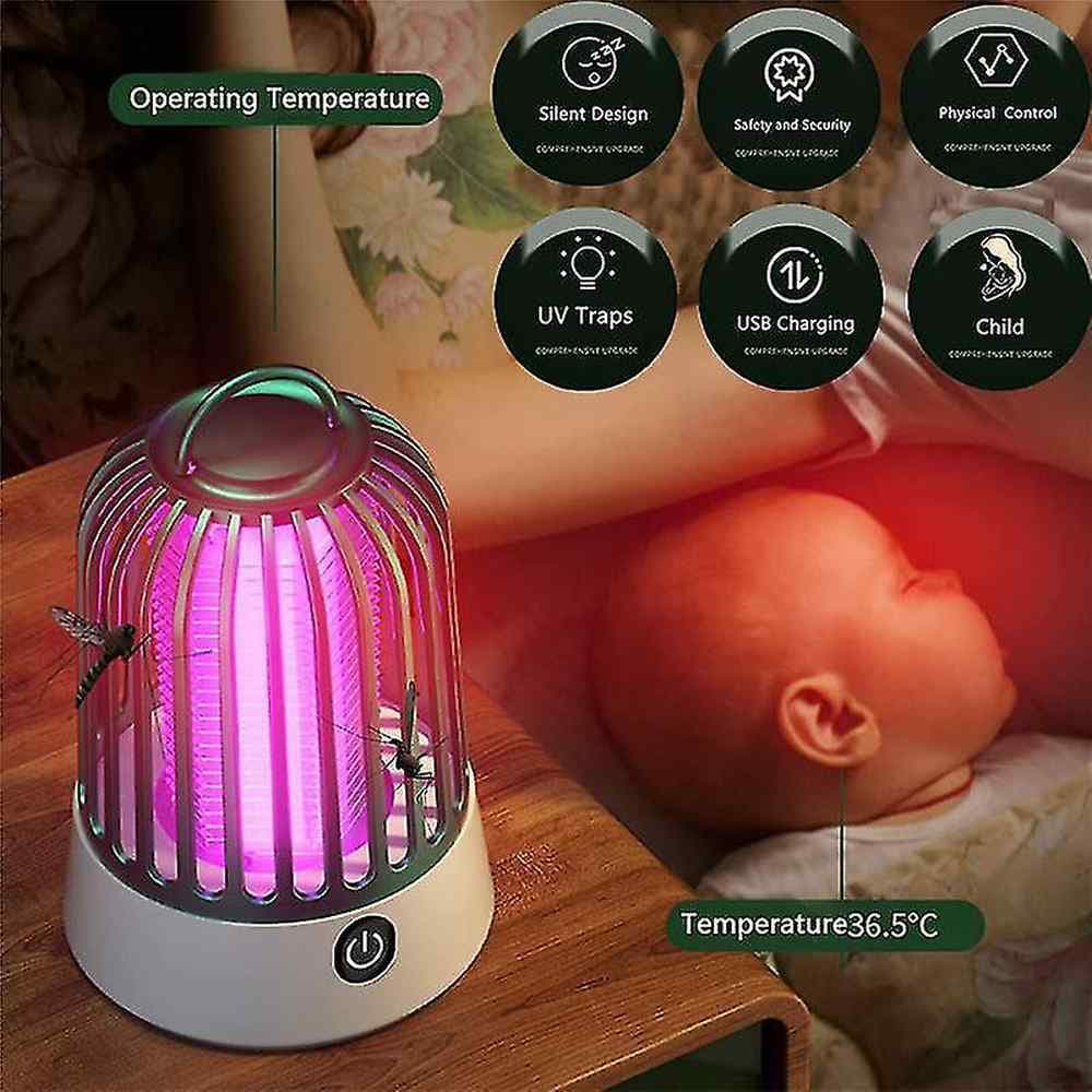 پشه کش شارژی MWD-03 مسافرتی نور آبی و چراغ خواب — تصویر ۳