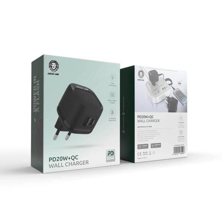 شارژر دیواری گرین لاین PD 20W + QC مدل EU