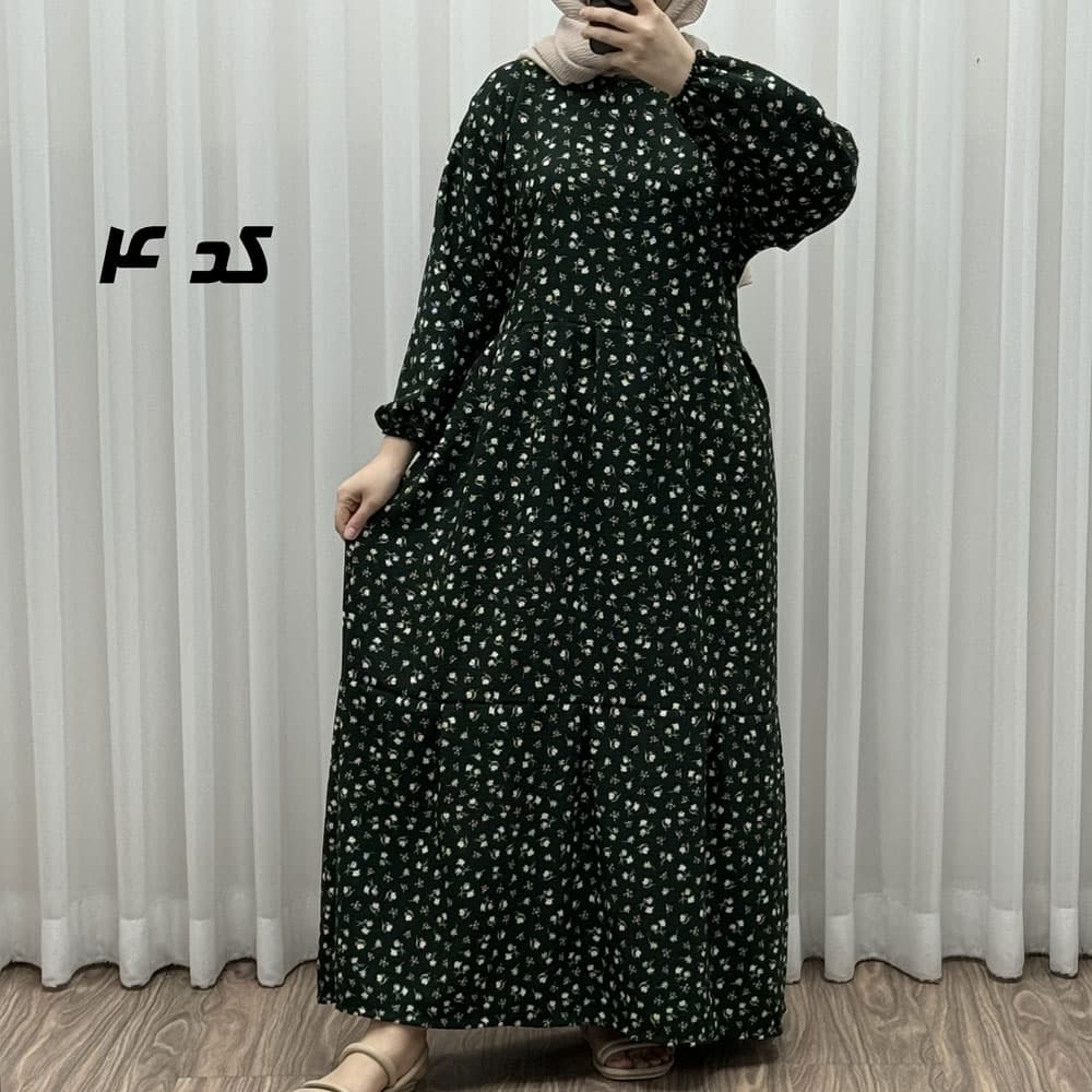 پیراهن بلند زنانه پفکی مدل پاموق کد 1760 — تصویر ۴