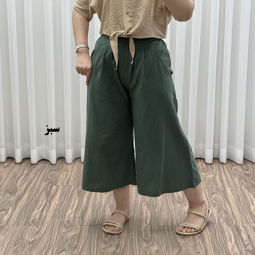 شلوار واید جنس لنین نچرال کد 1735 — تصویر ۲