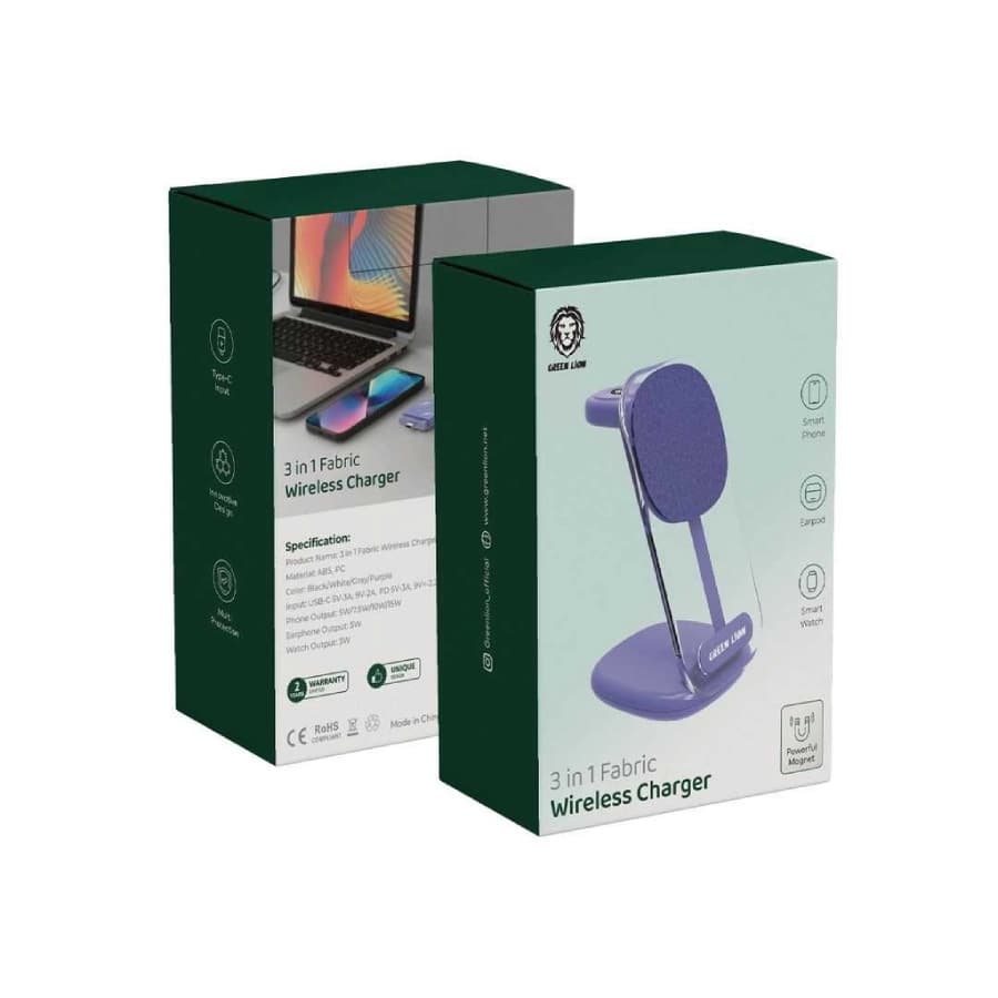 شارژر بی سیم گرین لاین مدل 3in1 Fabric 15W — تصویر ۵