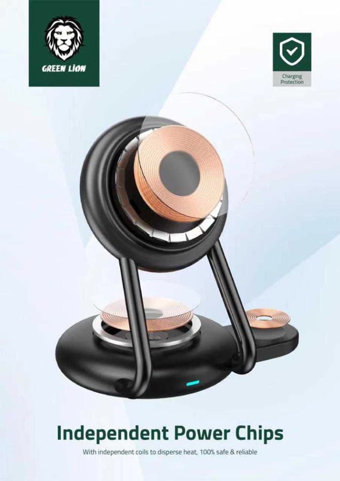 شارژر بی سیم گرین لاین 3 کاره مدل MagCharge Hub — تصویر ۴