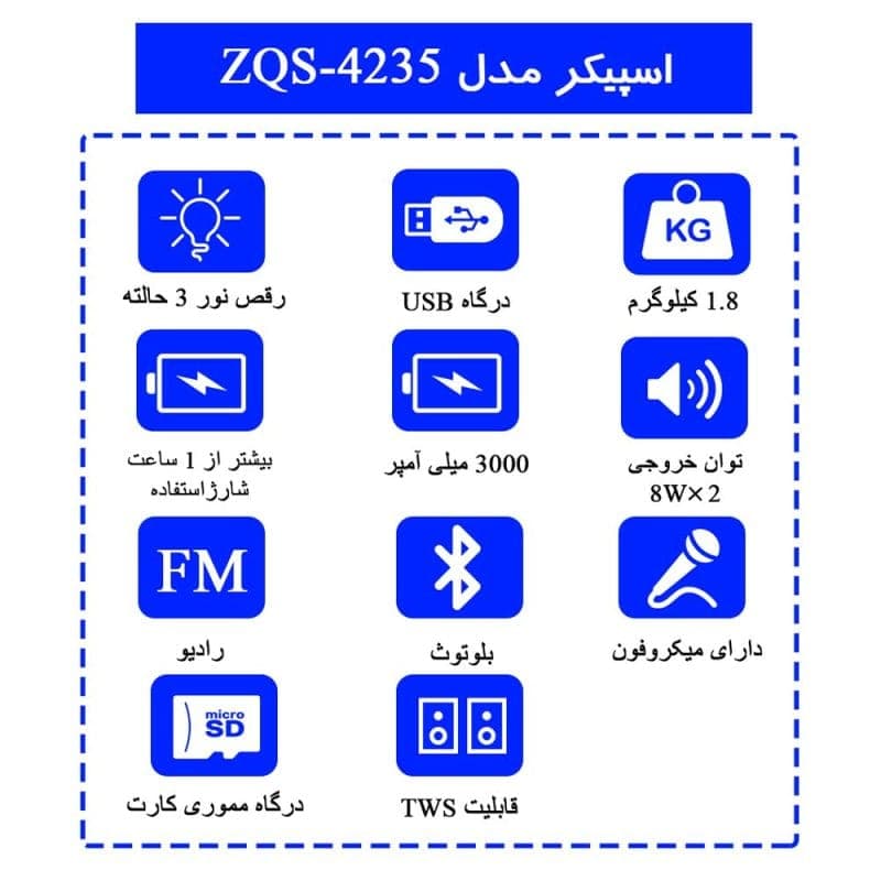 اسپیکر ZQS-4235 بلوتوثی و میکروفون دار — تصویر ۴