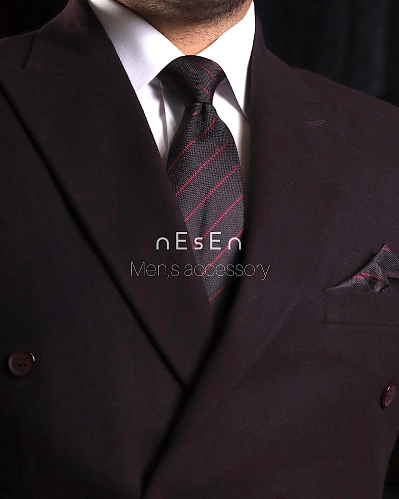 کراوات و پوشت NESEN – طرح کجراه زرشکی T215