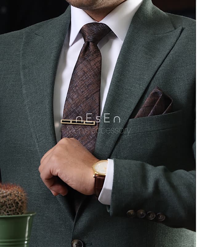 کراوات و پوشت NESEN – طرح پتینه قهوه‌ای T202