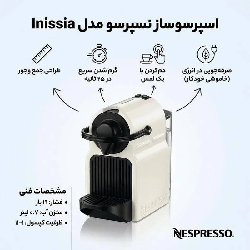 اسپرسو ساز نسپرسو اینیسیا کروپس « سفید» | Nespresso Inissia White — تصویر ۲