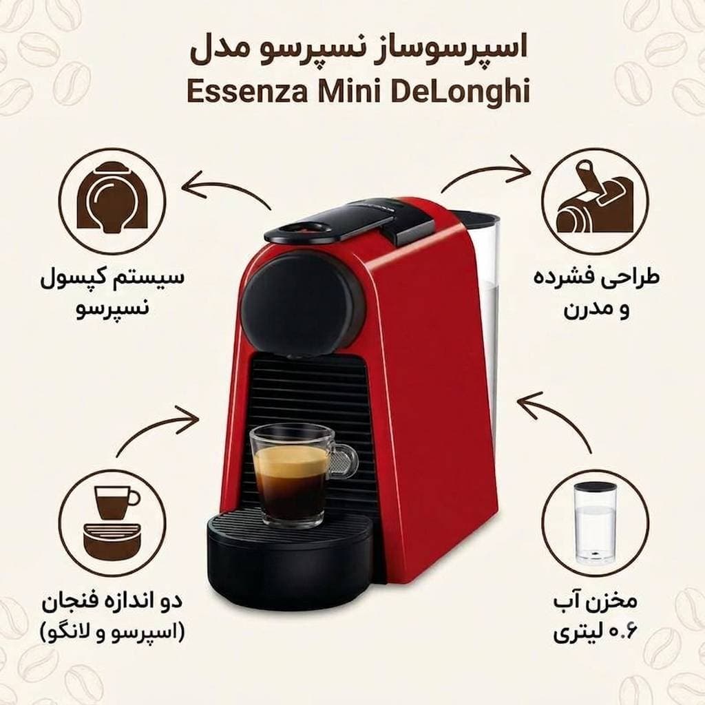 اسپرسو ساز نسپرسو اسنزا مینی «قرمز» |Nespresso Essenza Mini D30 Red — تصویر ۲