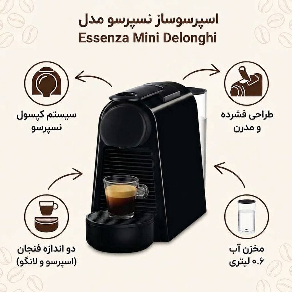 اسپرسو ساز نسپرسو اسنزا مینی دلونگی«مشکی» | Essenza Mini Delonghi — تصویر ۲