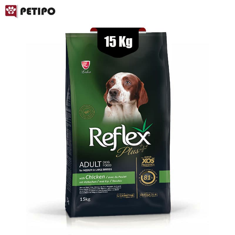 غذای خشک سگ بالغ رفلکس پلاس طعم مرغ (Reflex Plus Adult Dog Food with Chicken) وزن 15 کیلوگرم