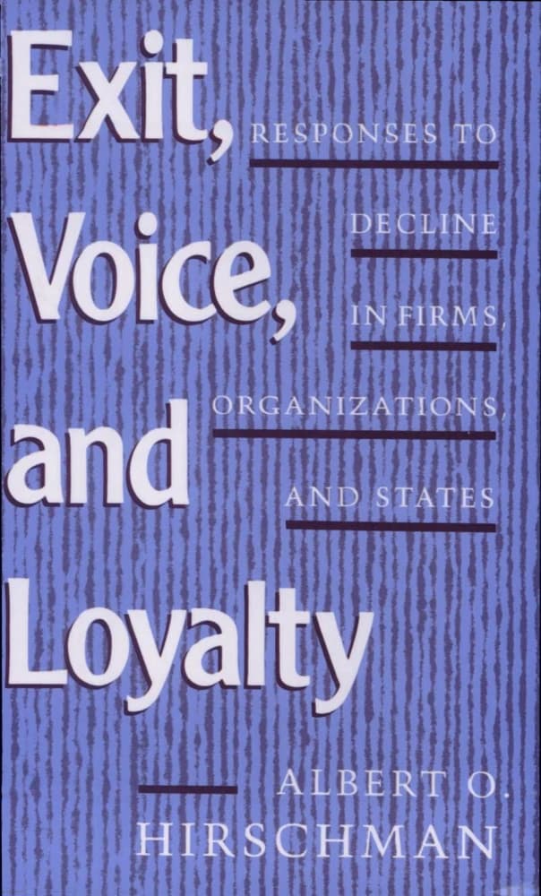 کتاب Exit, Voice, and Loyalty (خروج، اعتراض و وفاداری) نسخه انگلیسی PDF | Albert O. Hirschman