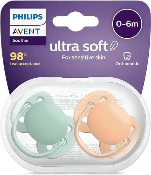 پستانک اونت التراسافت رنگی 0 تا 6 philips scf091/03 — تصویر ۲