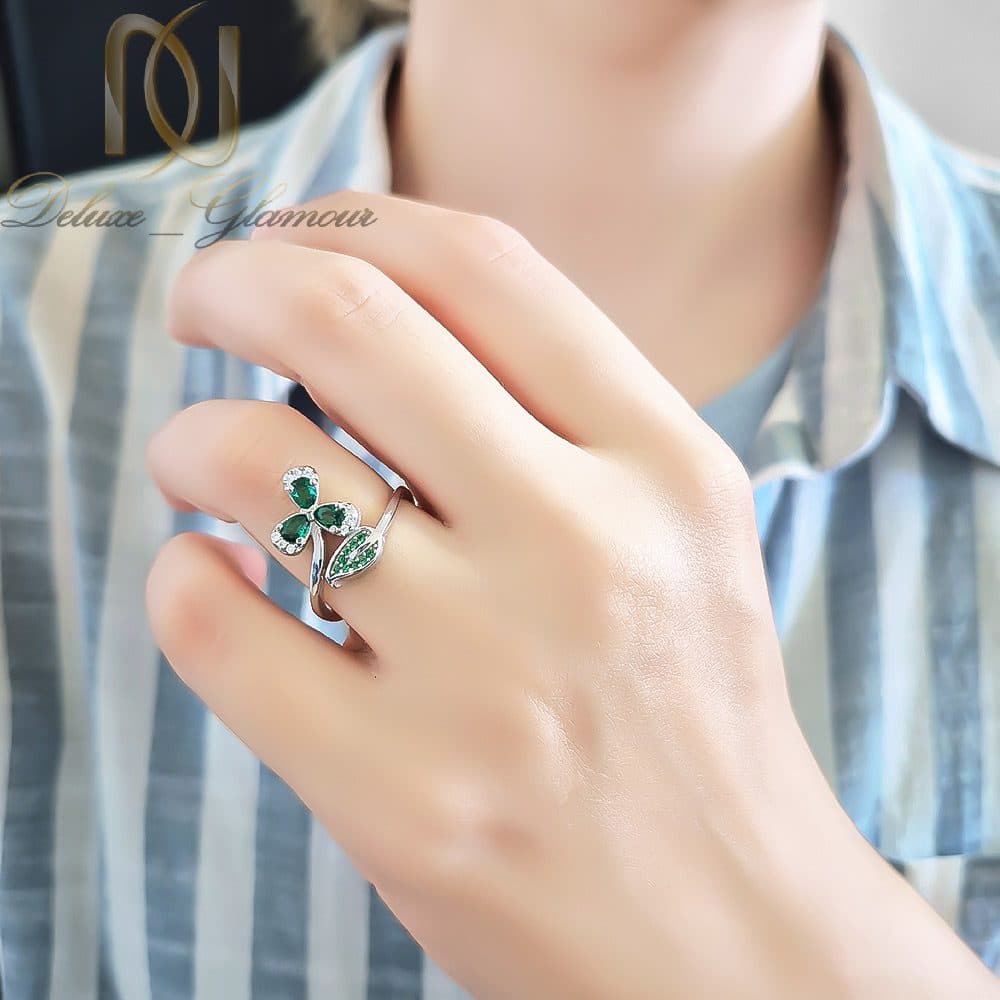 انگشتر نقره زنانه برگ و گل — تصویر ۳
