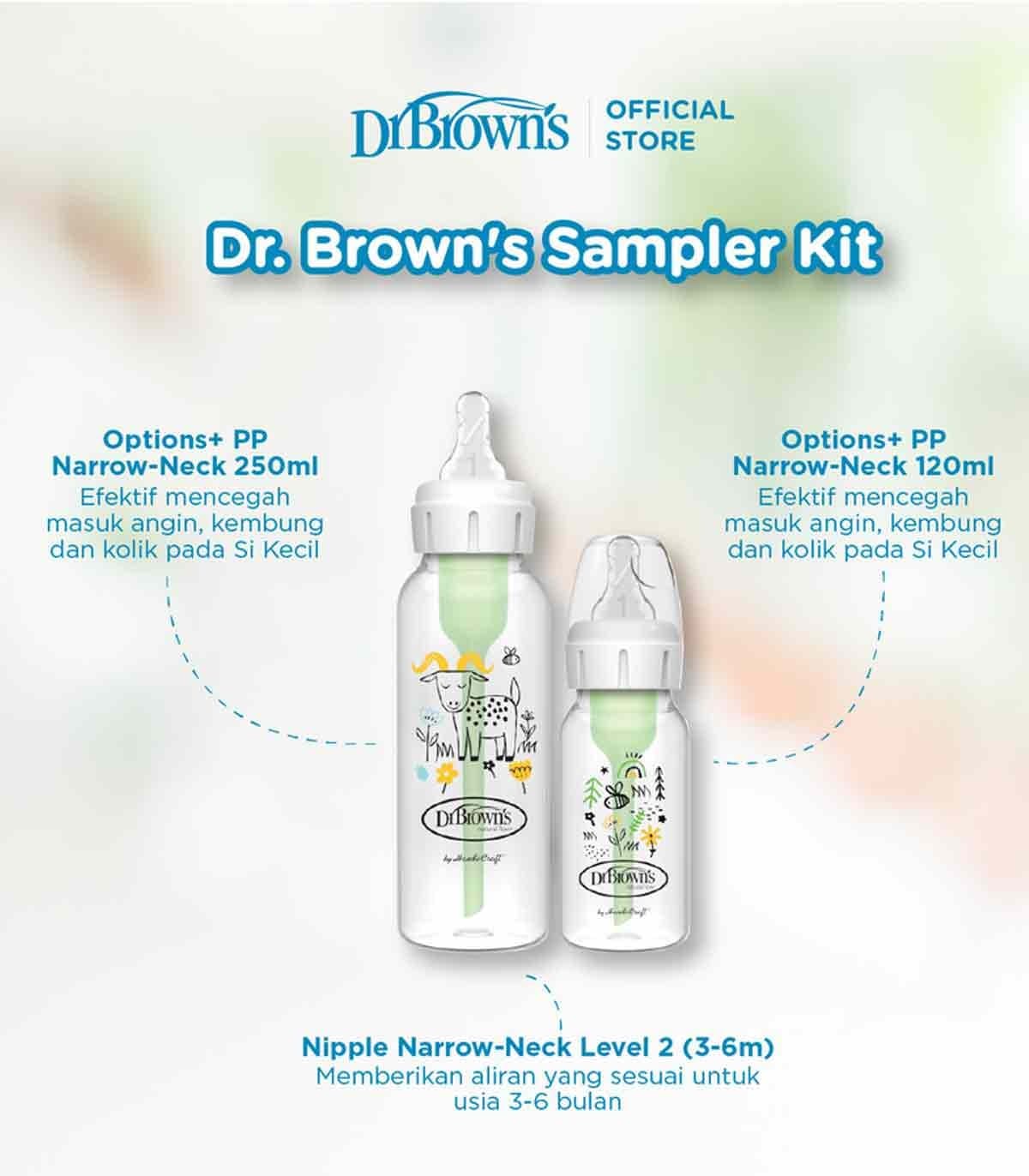 شیشه شیر طلقی باریک 2 عددی 120 و 250 میل طرح گاو وزنبور DR BROWNS — تصویر ۲