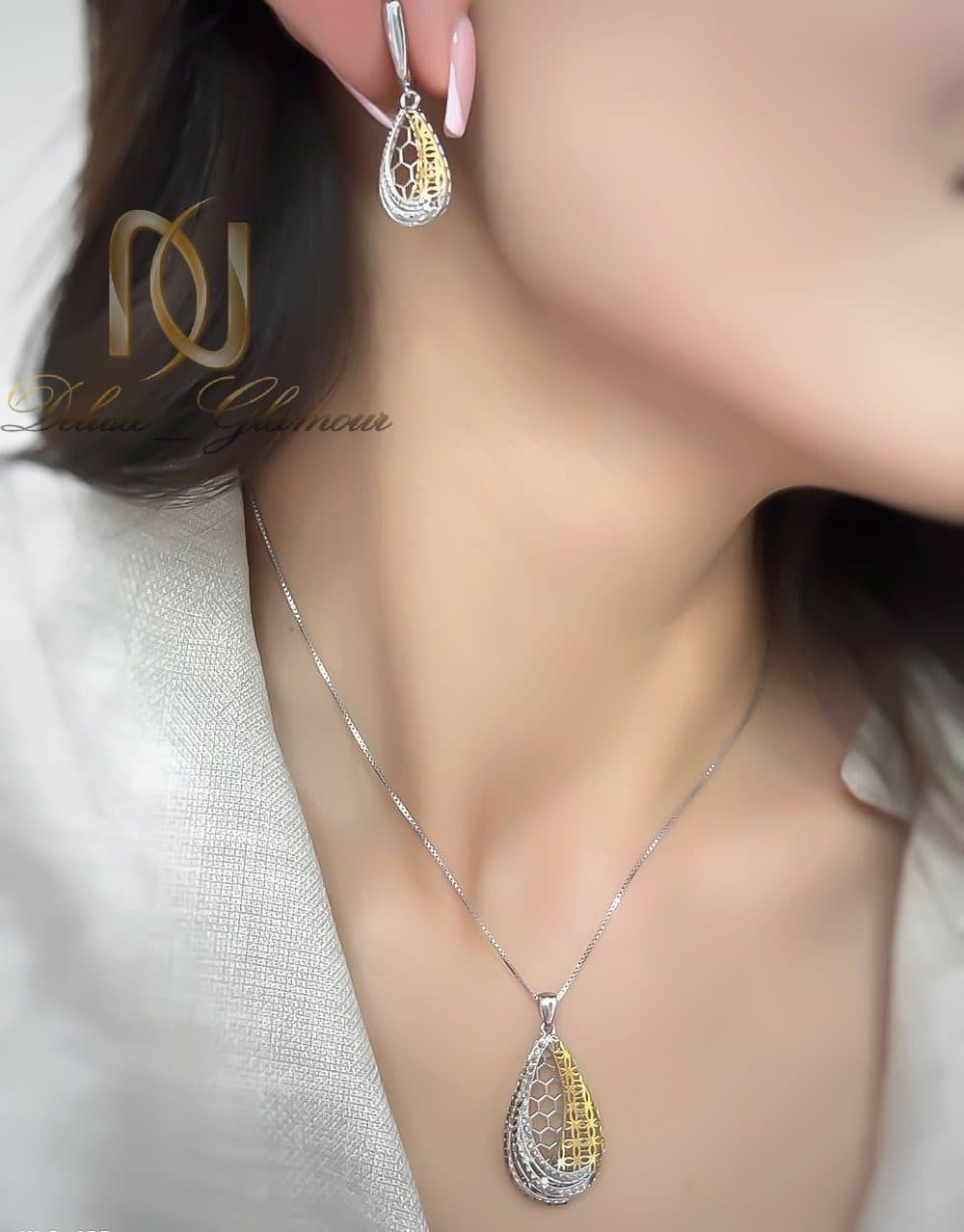 نیم ست نقره زنانه اشک تراش — تصویر ۳