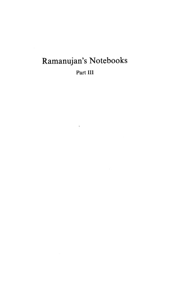 کتاب Ramanujan’s Notebooks III (دفترچههای رامانوجان، جلد سوم) نسخه انگلیسی PDF