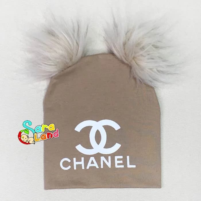 کلاه نوزاد پوم پوم رنگی طرح Chanel — تصویر ۳