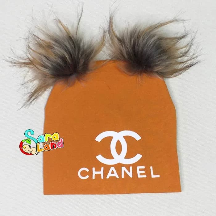کلاه نوزاد پوم پوم رنگی طرح Chanel — تصویر ۵