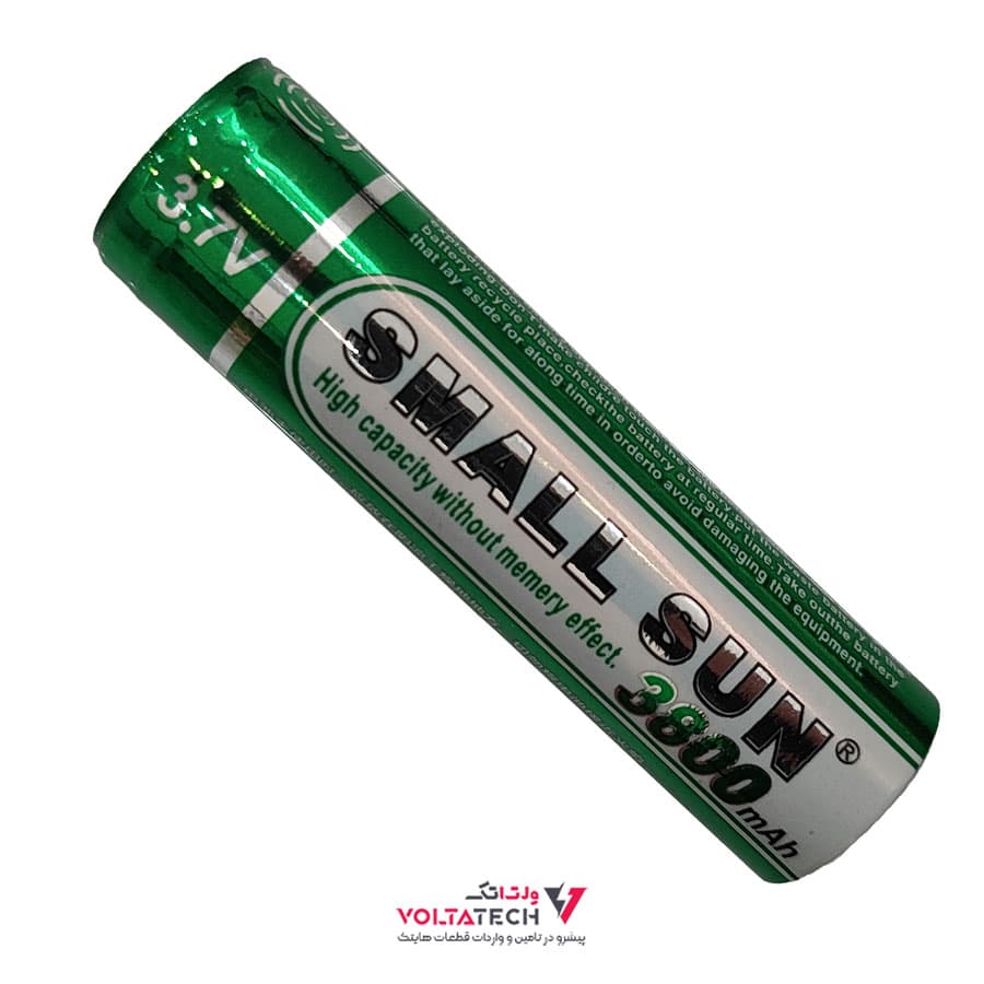 باتری لیتیوم یون 3.7v سایز 18650 ظرفیت 3800mAh برند SMALL SUN