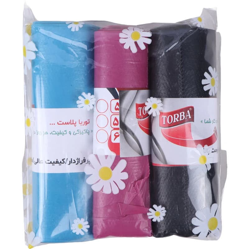 کیسه زباله رولی رنگی توربا سایز 70*55 سانتی متر 3 رول — تصویر ۲