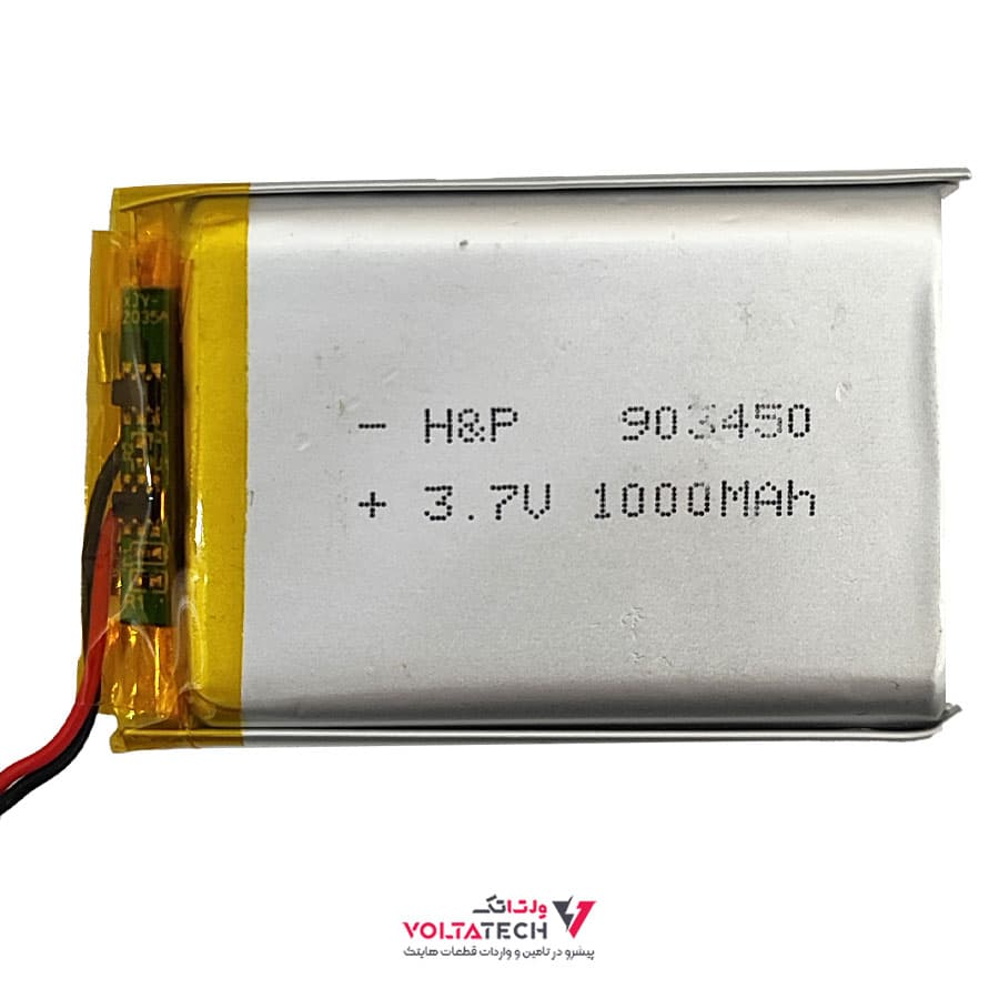 باتری لیتیوم پلیمر 3.7v ظرفیت 1000mA ابعاد 903450
