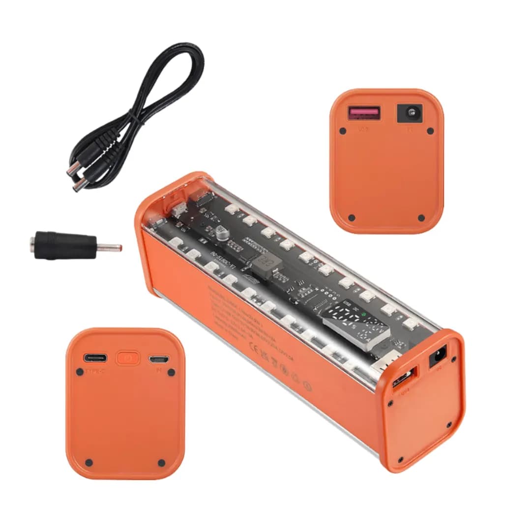 کیس پاوربانک Transparent فست شارژ 8 باتری 22.5W با خروجی 5-12 ولت DC مدل BQ-S18DC(نارنجی) — تصویر ۷