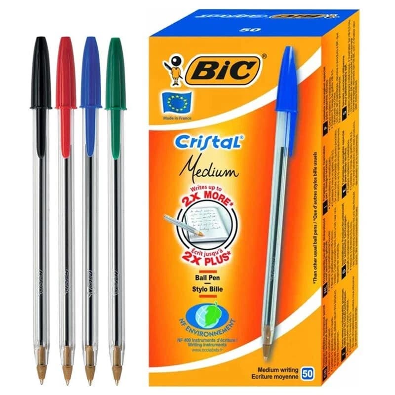 خودکار بیک 1 میلی متر Cristal Medium بسته 50 عددی