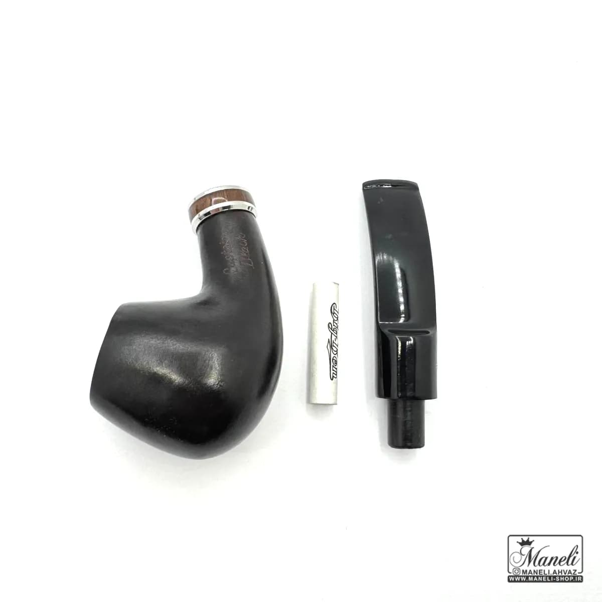 پیپ چوبی مشکی capitan black با حلقه زیبا — تصویر ۴