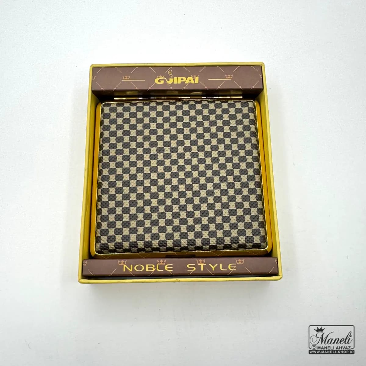 جعبه سیگار چرم طرح شطرنجی GVIPAI