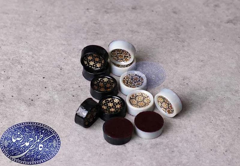 مهره تخته نرد خاتم کاری 50 ( 28 میلیمتر ) — تصویر ۴