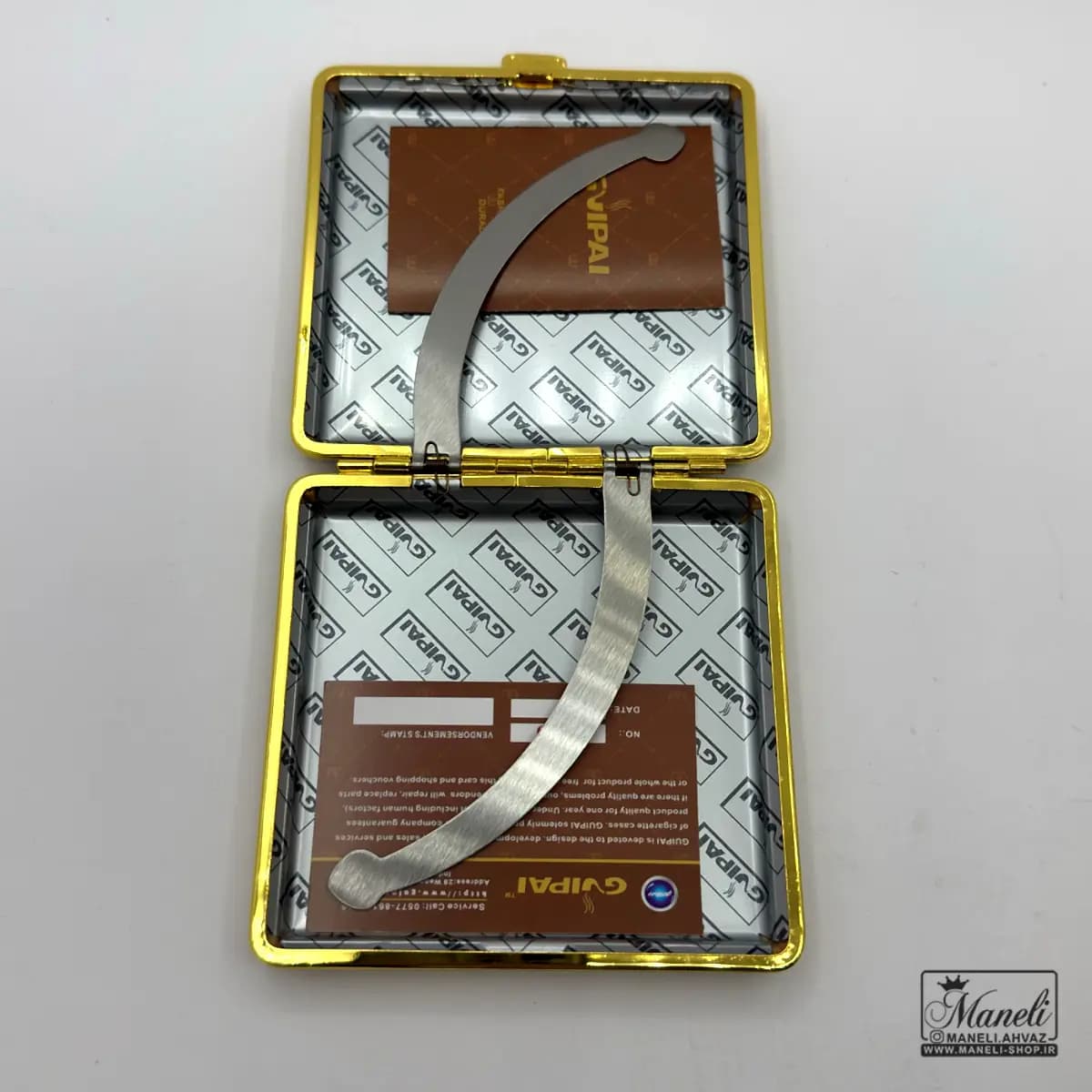 جعبه سیگار چرم قهوه ای طرح کروکودیلی — تصویر ۴