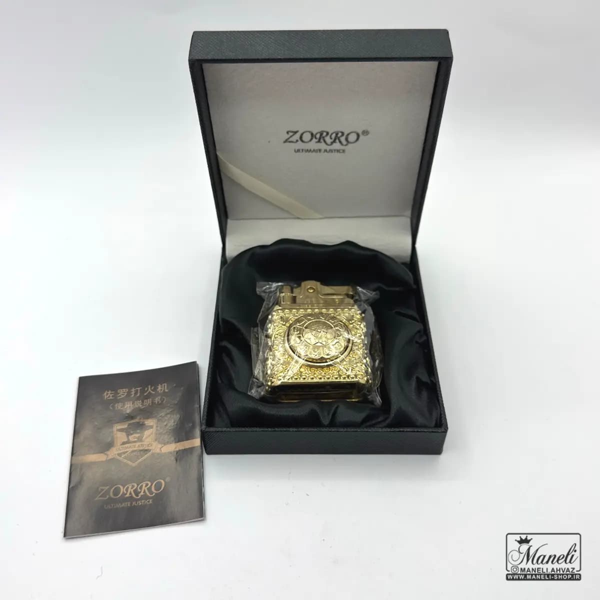 فندک بنزینی طلایی اسپینری zorro — تصویر ۷