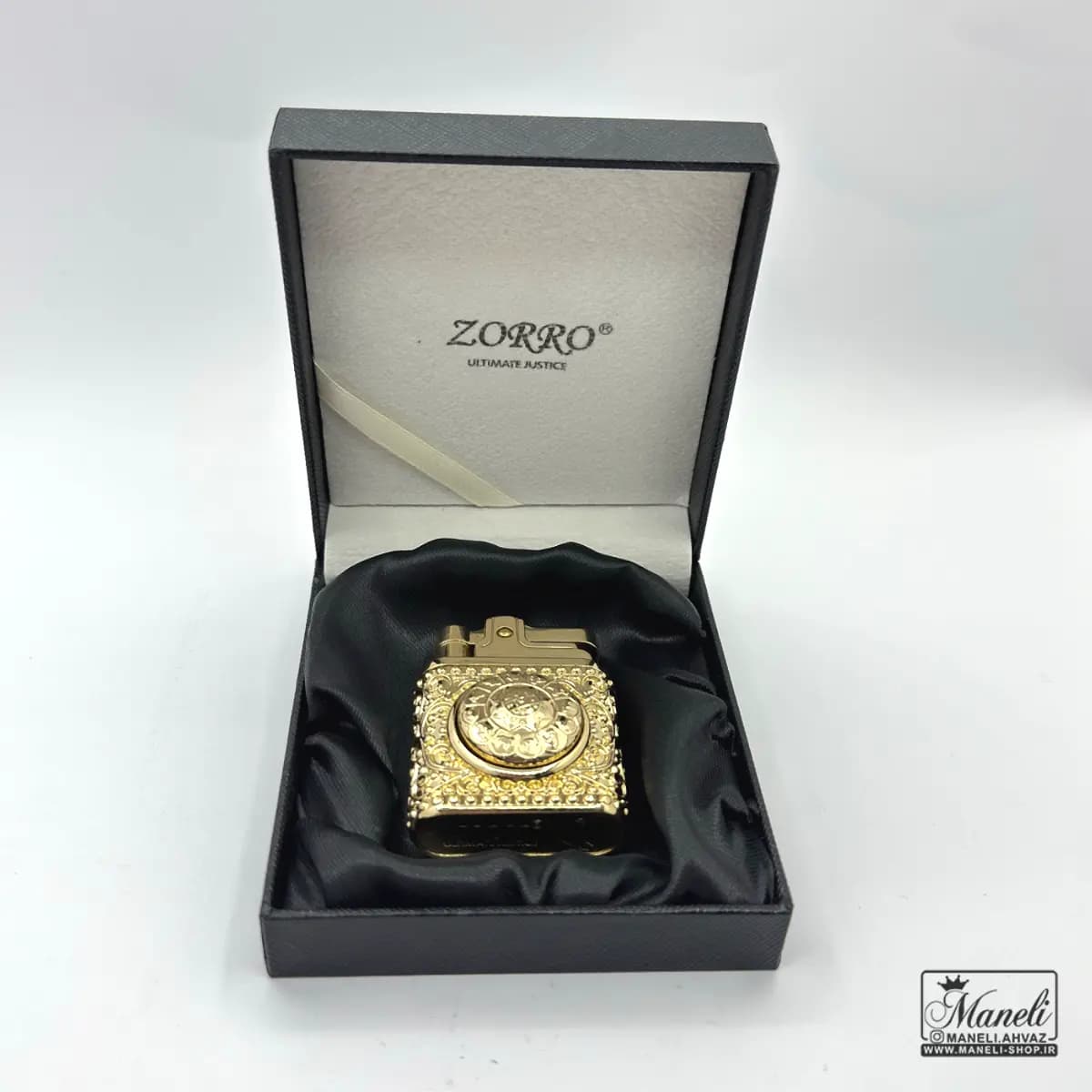 فندک بنزینی طلایی اسپینری zorro — تصویر ۶