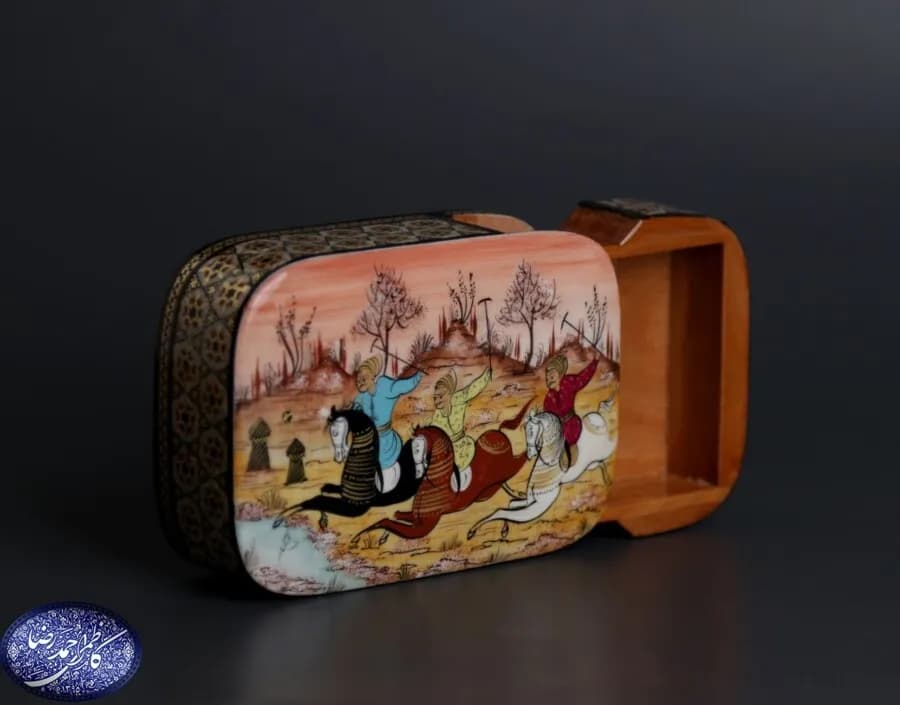 جعبه خاتم کشویی سیمی چوگان (غروب) کاظمی — تصویر ۳
