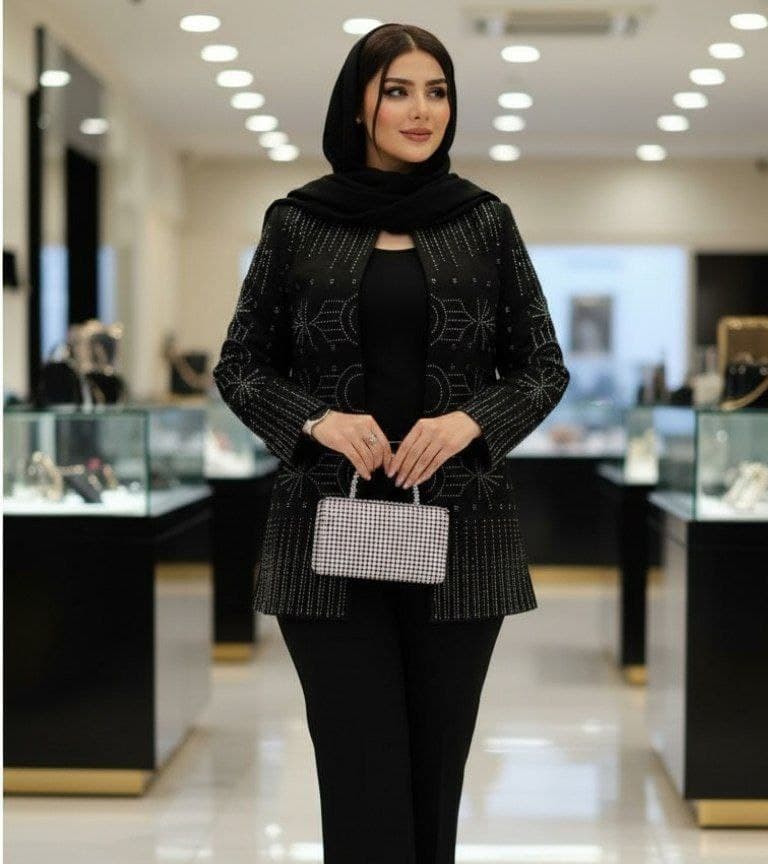 کت و شلوار مجلسی نگینی مزونی مازراتی گرم — تصویر ۳