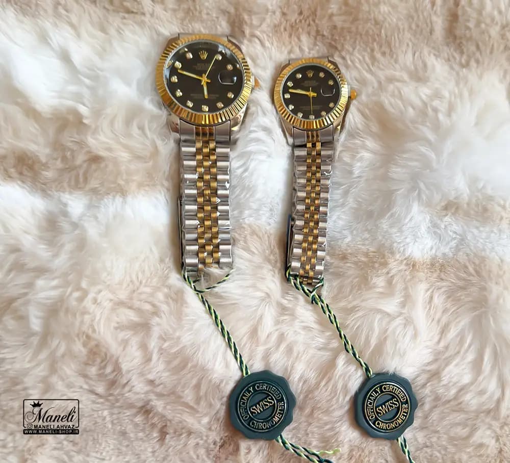 ست ساعت رولکس دو رنگ صفحه مشکی — تصویر ۷