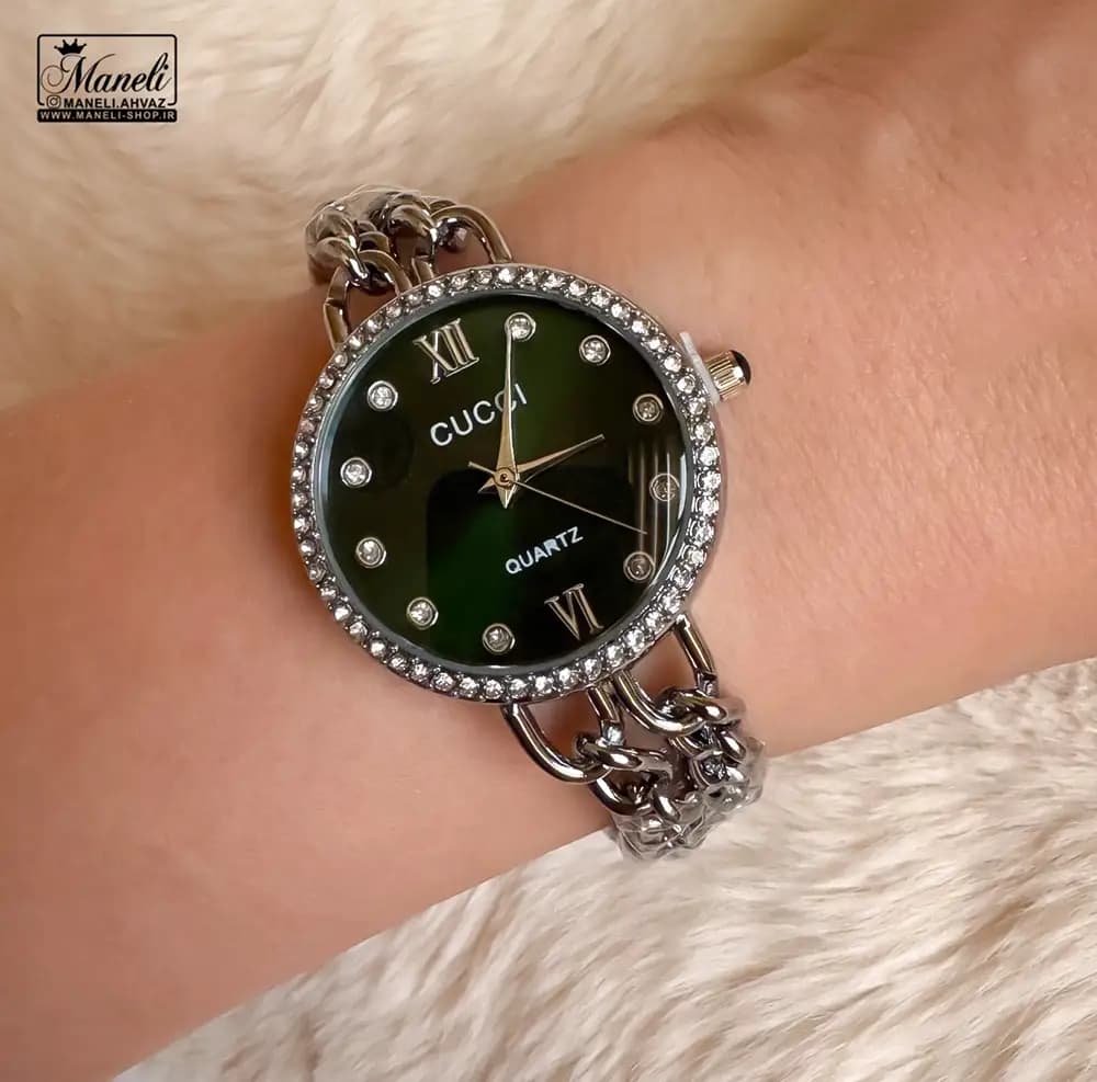 ساعت زنانه نقره ای GUCCI با بند کارتیر — تصویر ۶
