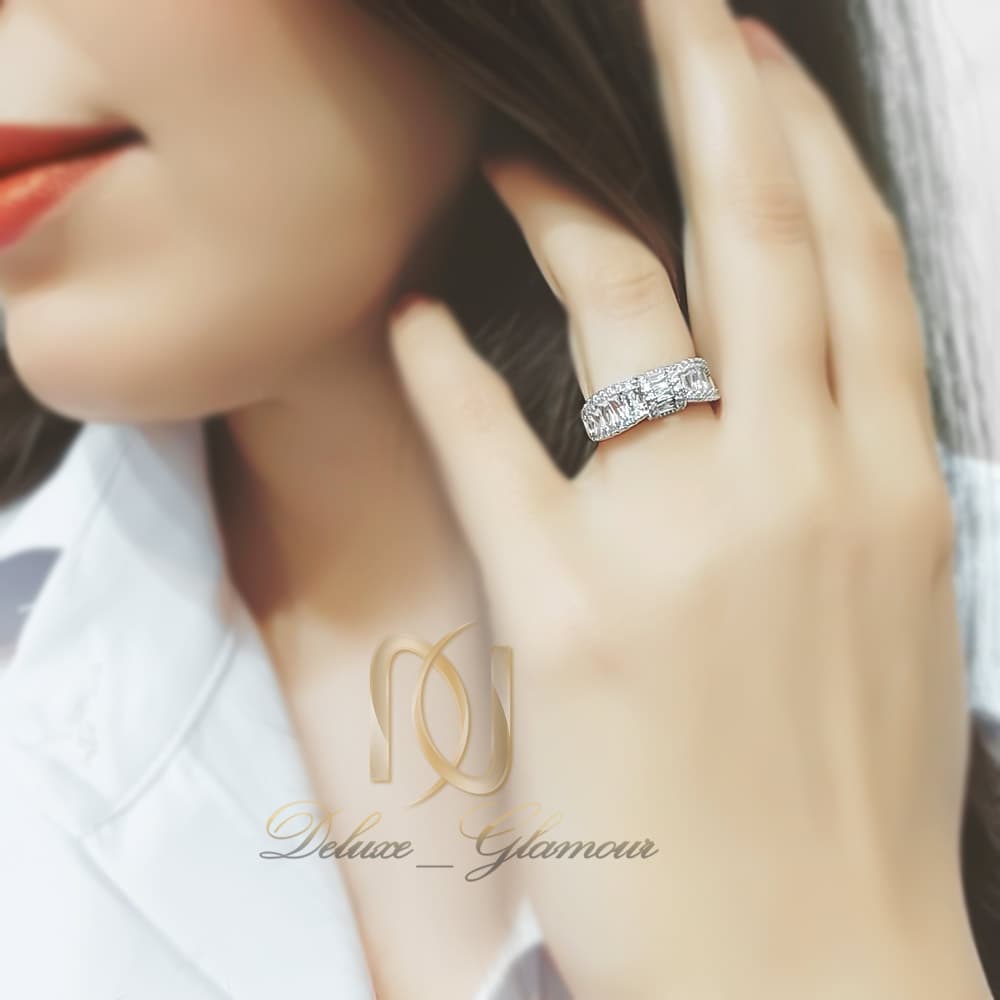 انگشتر زنانه استیل رنگ ثابت نگین باگت فری سایز RI-N156 — تصویر ۳