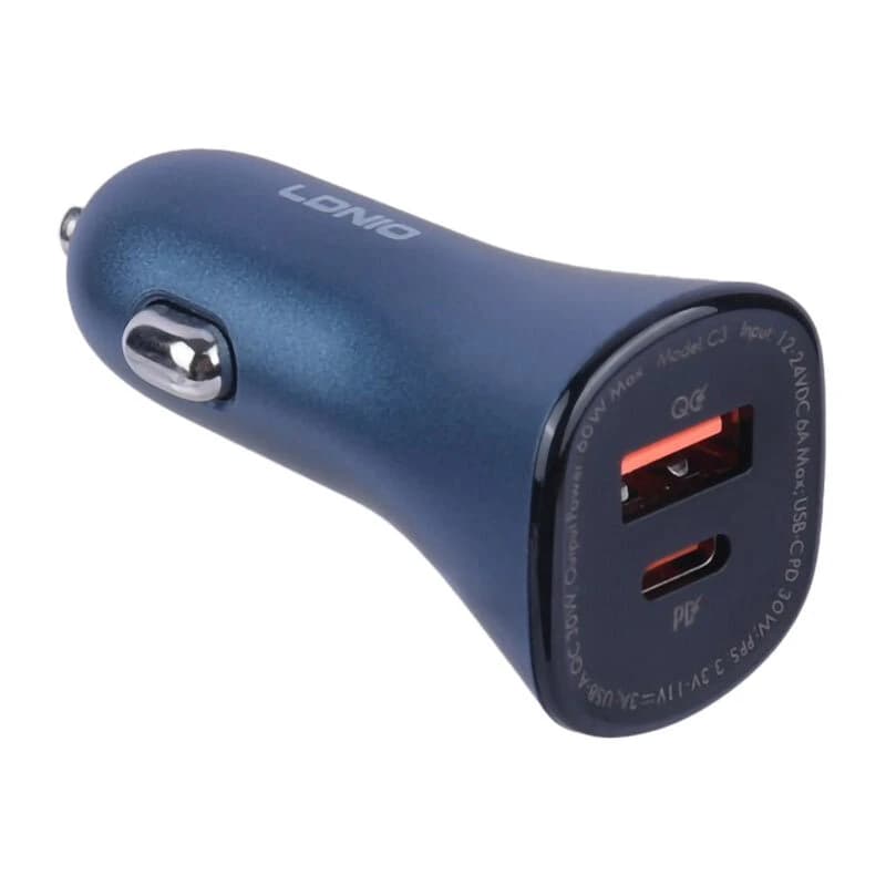 شارژر فندکی 30 وات الدینیو C3 + کابل تایپ سی — تصویر ۲
