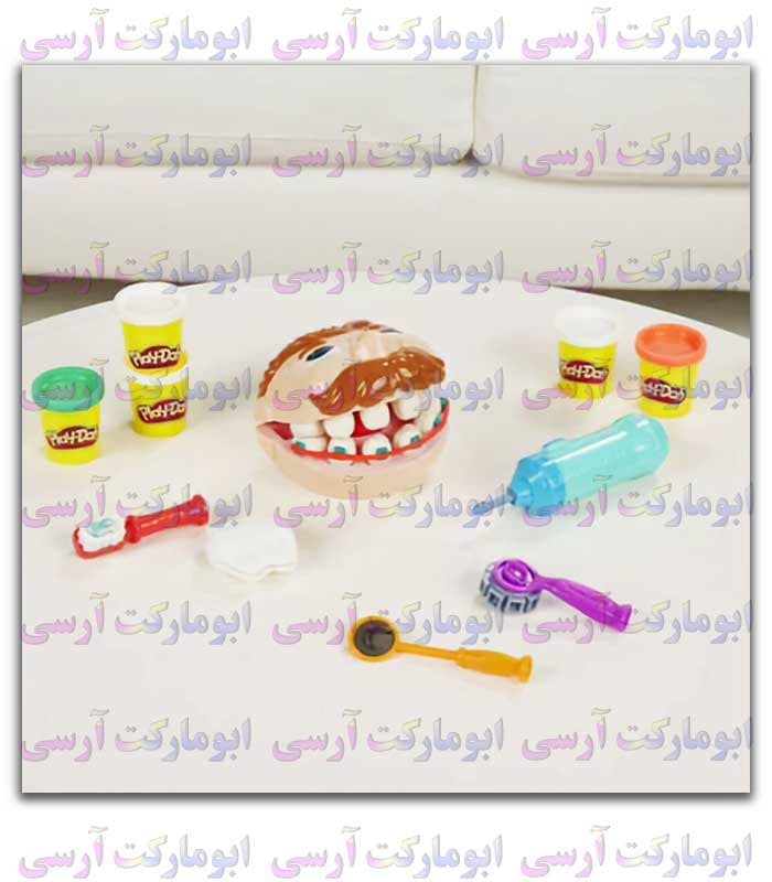 ست دندانپزشکی با خمیر و ابزار باطری خور(پک و برند اصلی Play Doh) تکی بقمت عمده — تصویر ۷