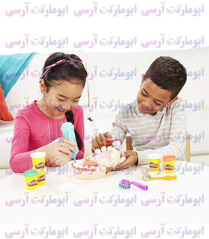 ست دندانپزشکی با خمیر و ابزار باطری خور(پک و برند اصلی Play Doh) تکی بقمت عمده — تصویر ۳